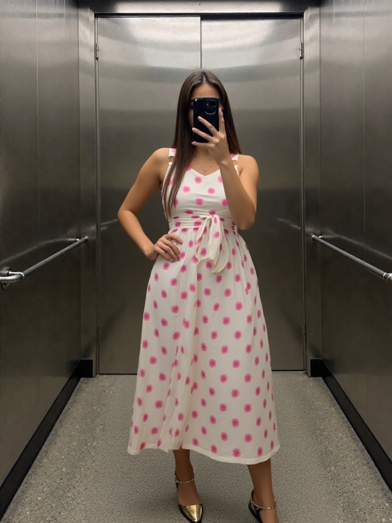 Pink Polka-Dot Dress